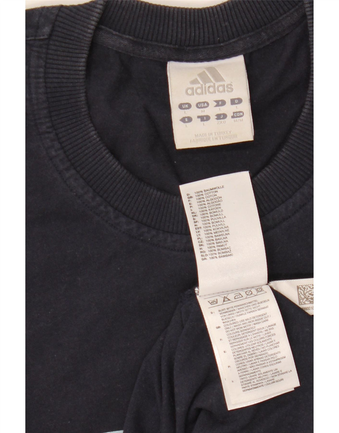 Adidas Mens Graphic T-Shirt Top Large Navy Blue Cotton