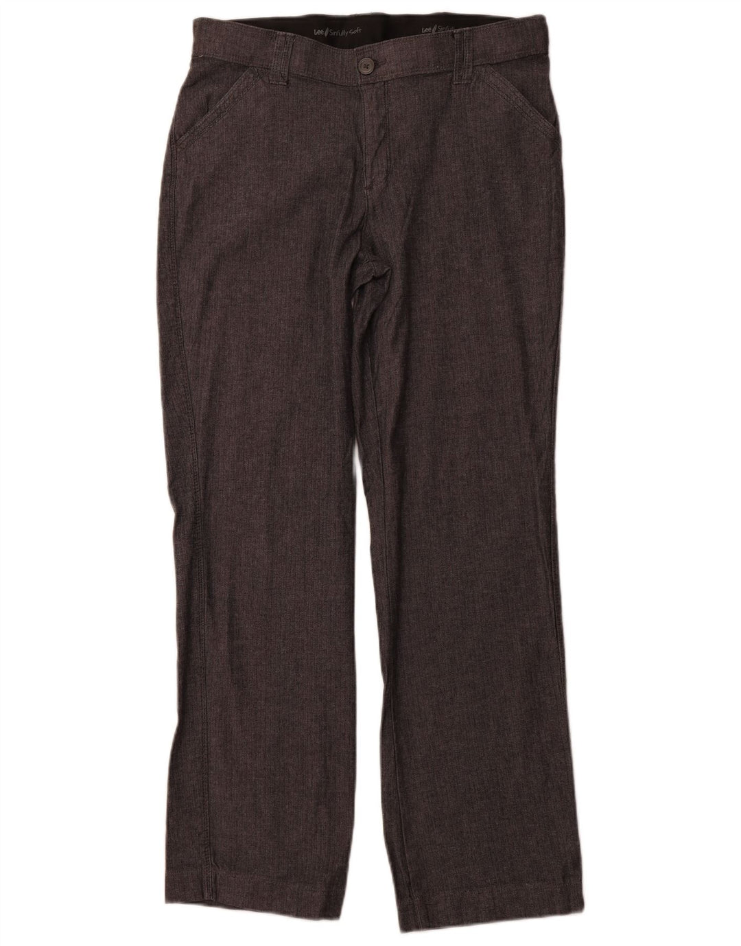 LEE Womens Straight Casual Trousers US 12 Large W32 L31 Grey Herringbone