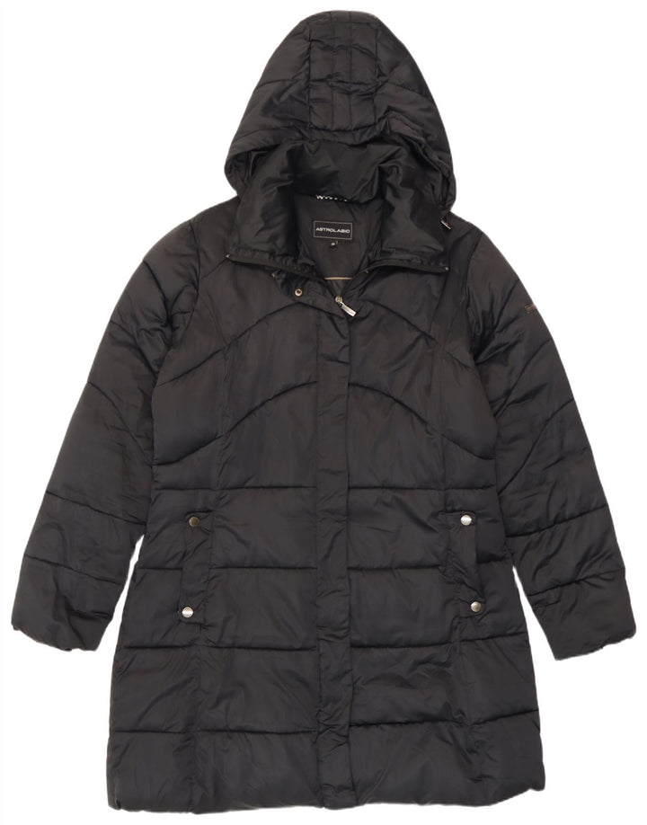 Astrolabio Womens Hooded Padded Jacket UK 14 Large  Black Polyester