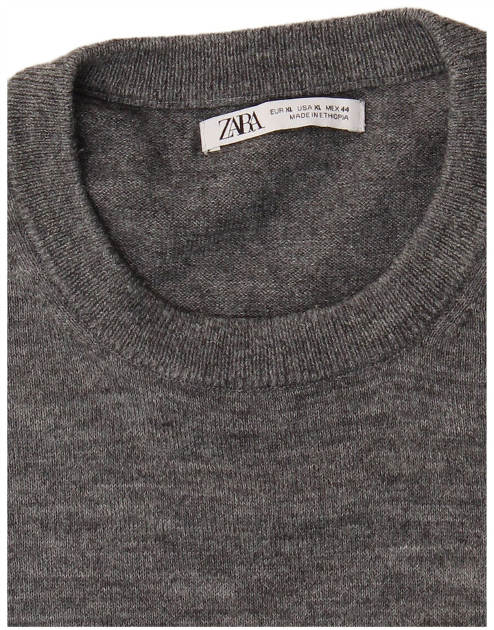 Zara Mens Crew Neck Jumper Sweater XL Grey