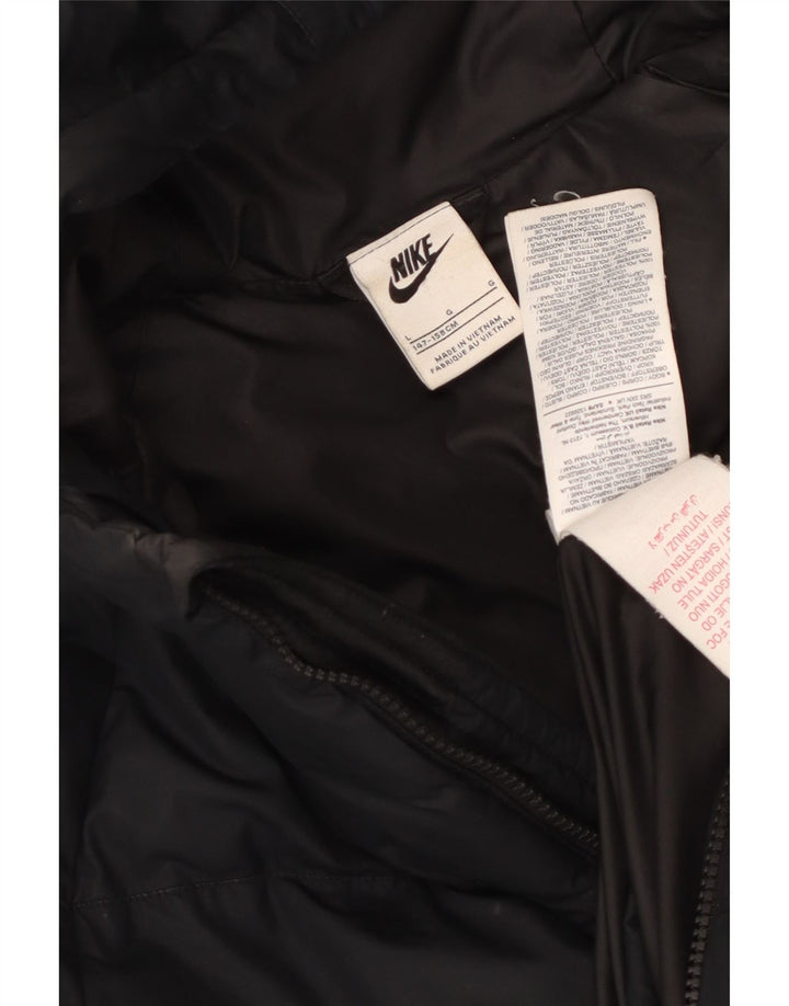 Nike Boys Hooded Padded Jacket 12-13 Years Large Black Polyester
