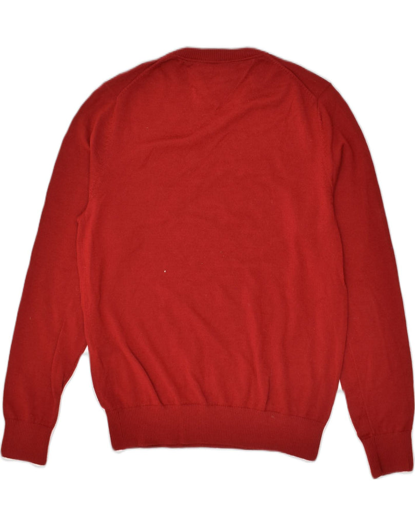 TOMMY HILFIGER Mens V-Neck Jumper Sweater Medium Red Wool | Vintage Tommy Hilfiger | Thrift | Second-Hand Tommy Hilfiger | Used Clothing | Messina Hembry 