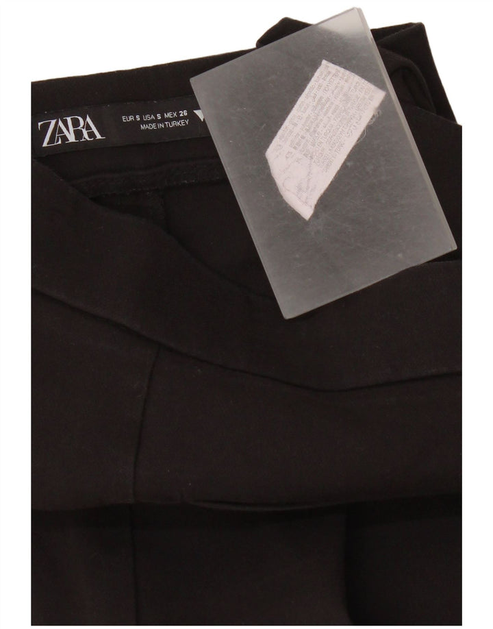 Zara Womens Bootcut Casual Trousers Small W26 L25 Black Cotton