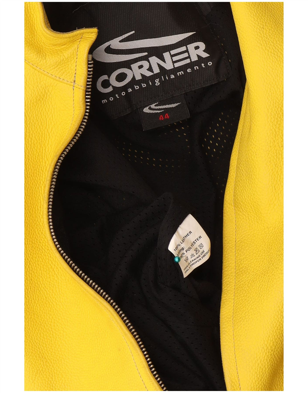 Corner Womens Crop Leather Racer Jacket IT 44 Medium Yellow Leather