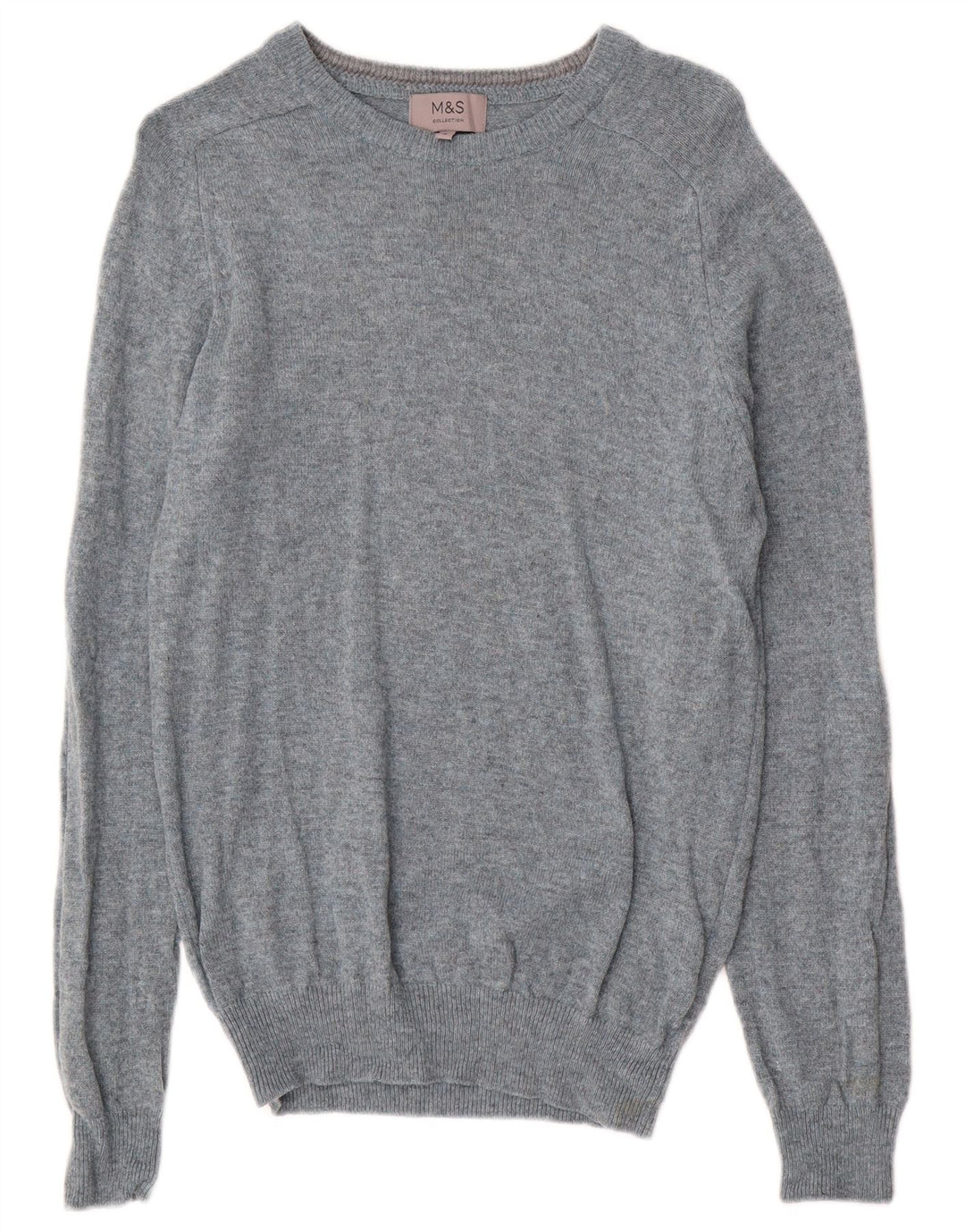 Marks & Spencer Mens Boat Neck Jumper Sweater Small Blue Flecked Lambswool