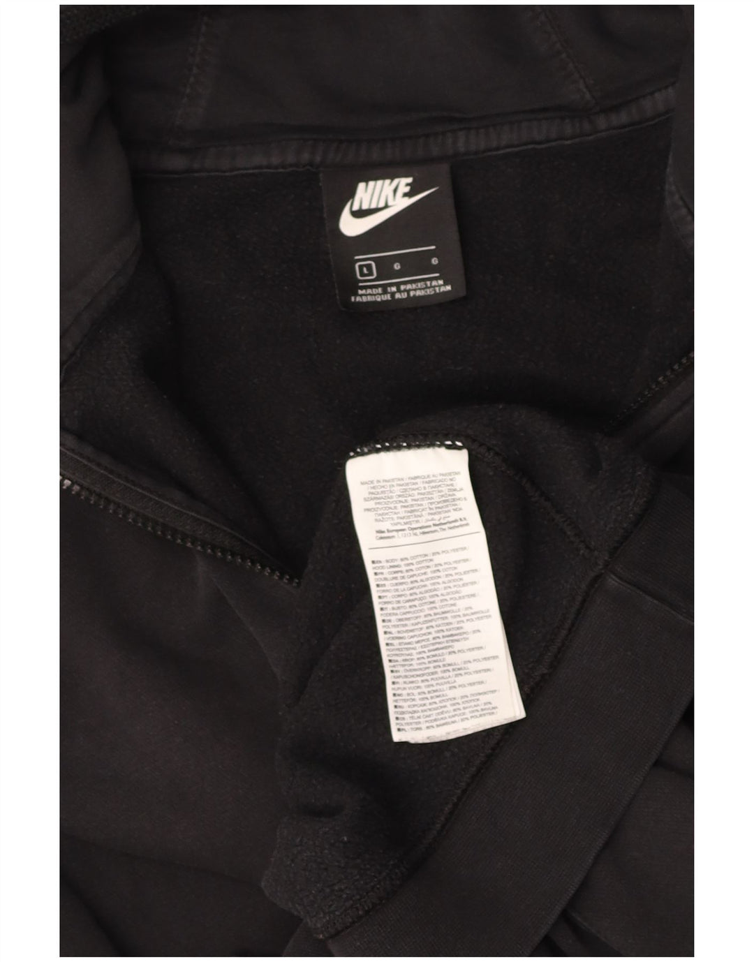NIKE Mens Grant Fit Zip Hoodie Sweater Large Black Cotton