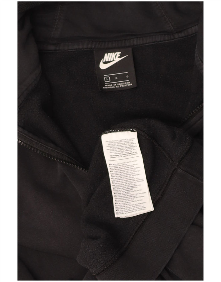 NIKE Mens Grant Fit Zip Hoodie Sweater Large Black Cotton