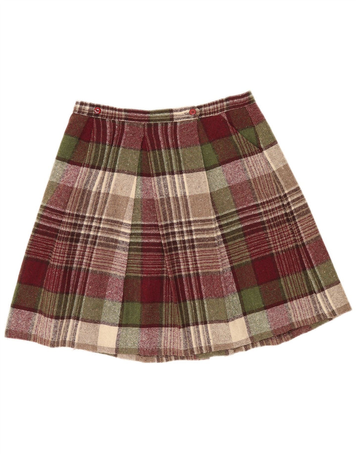 Leara Womens Pleated Skirt XL W32 Burgundy Check