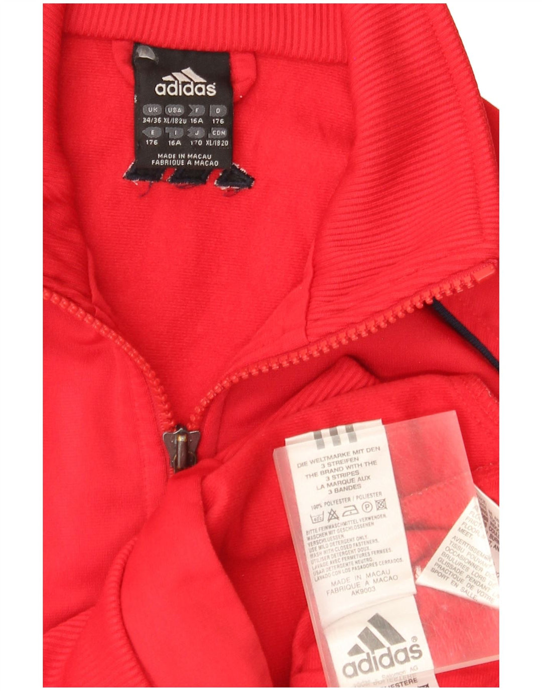 Adidas Boys Tracksuit Top Jacket 15-16 Years Red Polyester