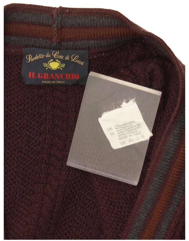 Il Granchio Mens Cardigan Sweater Medium Burgundy Wool