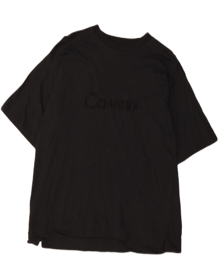 SERGIO CASSANI Mens Graphic T-Shirt Top UK 40 Medium Black Cotton Vintage Sergio Cassani and Second-Hand Sergio Cassani from Messina Hembry 