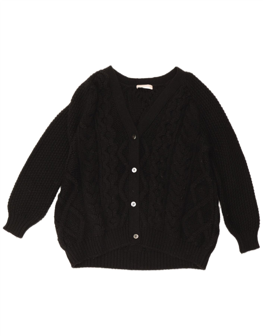 Stefanel Womens Cardigan Sweater UK 14 Medium Black Wool