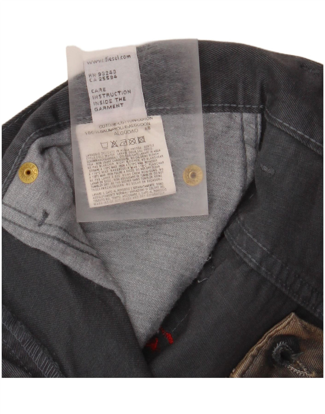 DIESEL Mens Bootcut Casual Trousers W32 L32 Beige Tie Dye Cotton