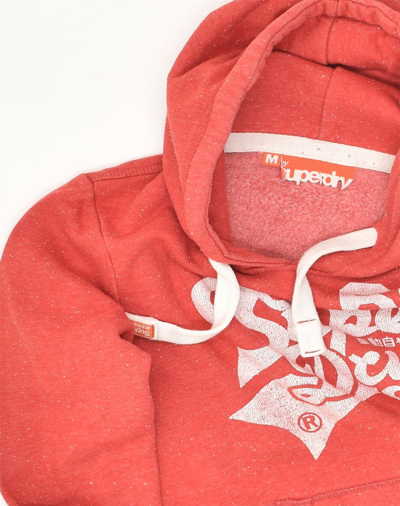 SUPERDRY Womens Graphic Hoodie Jumper UK 14 Medium Red Cotton | Vintage Superdry | Thrift | Second-Hand Superdry | Used Clothing | Messina Hembry 