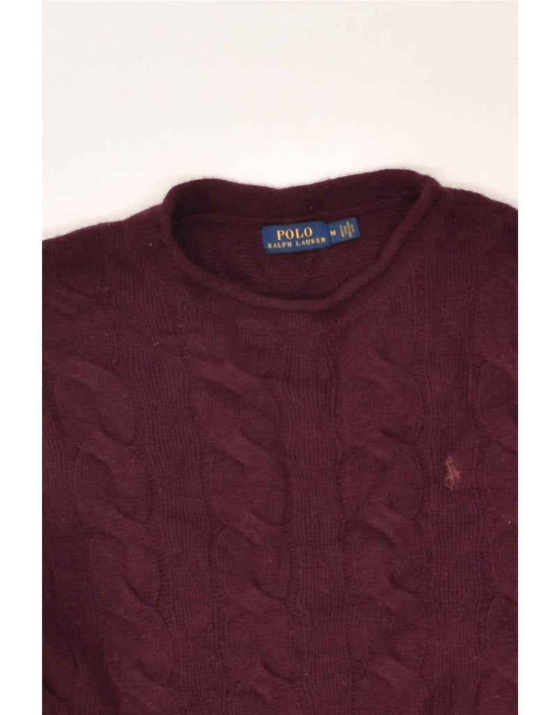 POLO RALPH LAUREN Womens Crew Neck Jumper Sweater UK 14 Medium Burgundy | Vintage Polo Ralph Lauren | Thrift | Second-Hand Polo Ralph Lauren | Used Clothing | Messina Hembry 