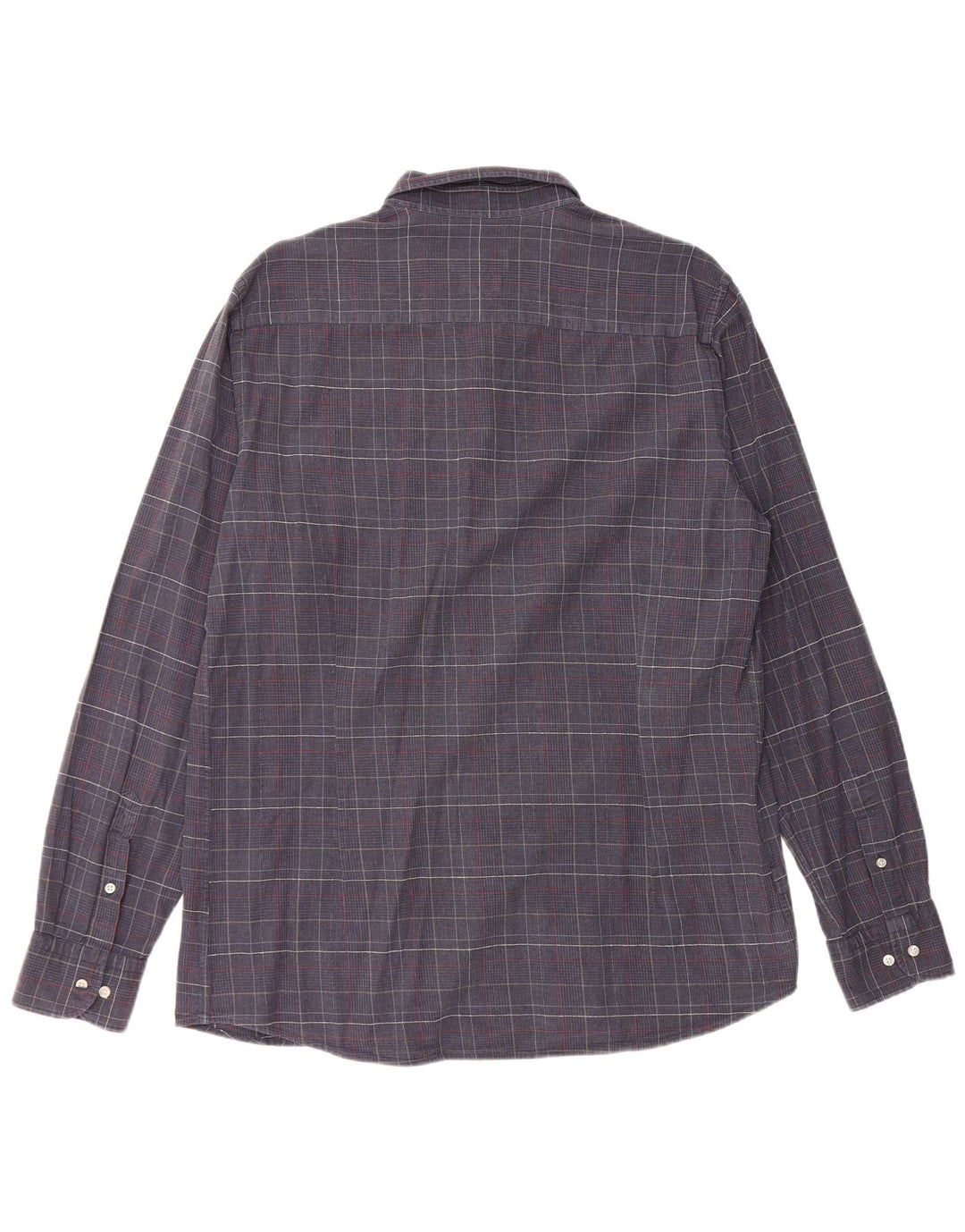 MASSIMO DUTTI Mens Shirt XL Navy Blue Houndstooth Cotton