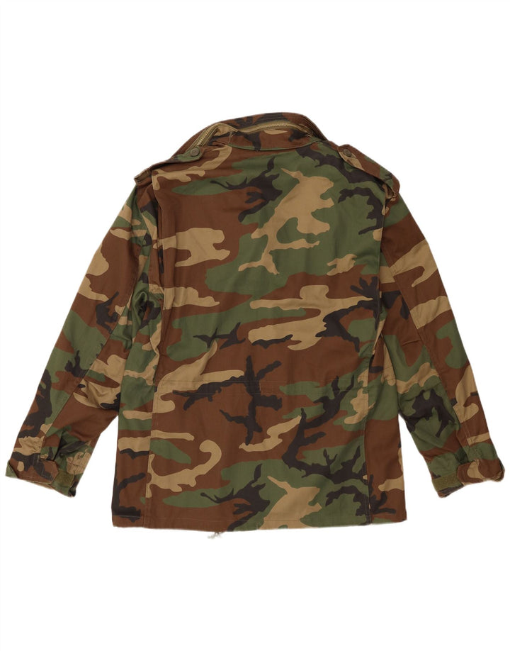 Vintage Mens Military Jacket UK 38 Medium Khaki Camouflage Polyester