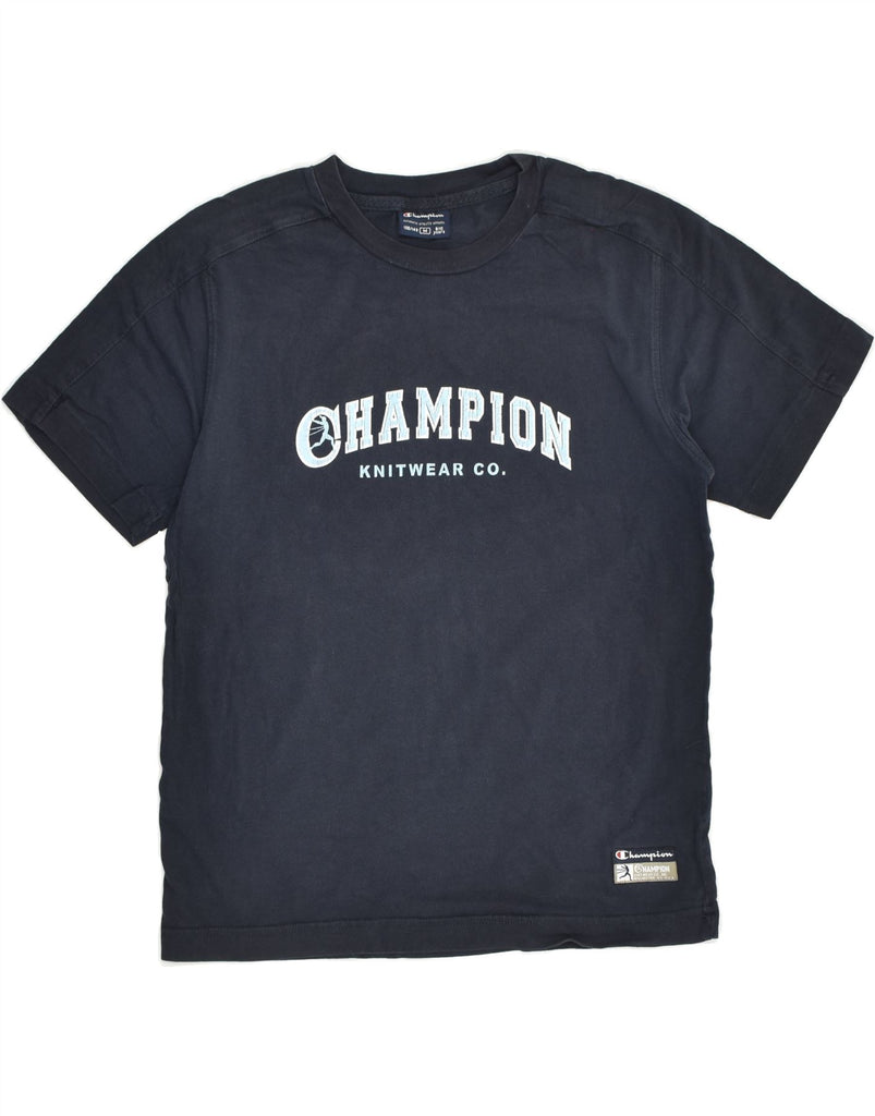 CHAMPION Boys Graphic T-Shirt Top 9-10 Years Medium Navy Blue Cotton | Vintage Champion | Thrift | Second-Hand Champion | Used Clothing | Messina Hembry 