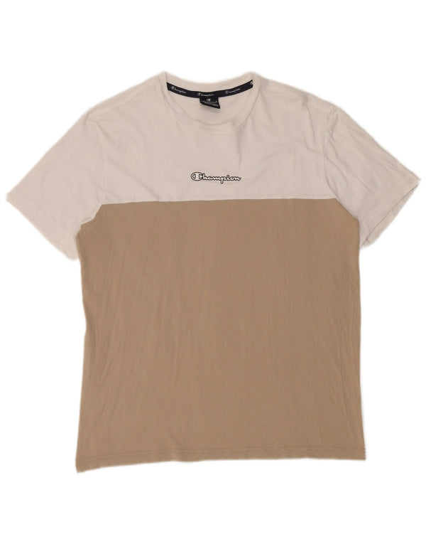 Champion Mens T-Shirt Top Large White Colourblock