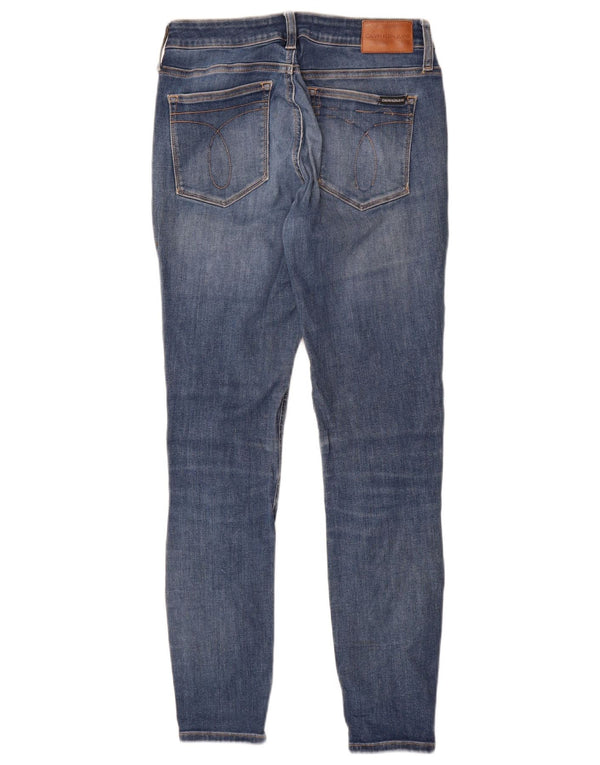 Calvin Klein Womens Distressed Skinny Jeans W29 L30 Blue Cotton