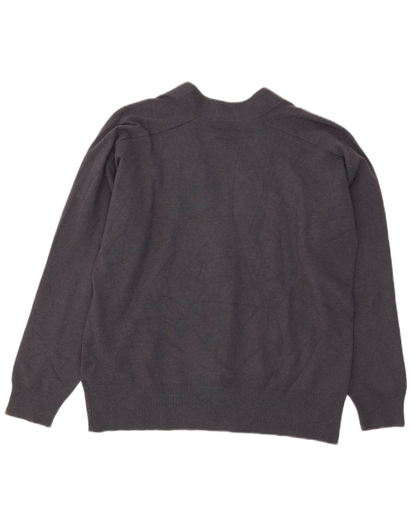 Zara Womens Oversized Cardigan Sweater UK 10 Small Navy Blue Acrylic