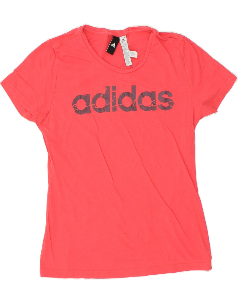 ADIDAS Womens Graphic T-Shirt Top UK 12/14 Medium Red Cotton | Vintage Adidas | Thrift | Second-Hand Adidas | Used Clothing | Messina Hembry 