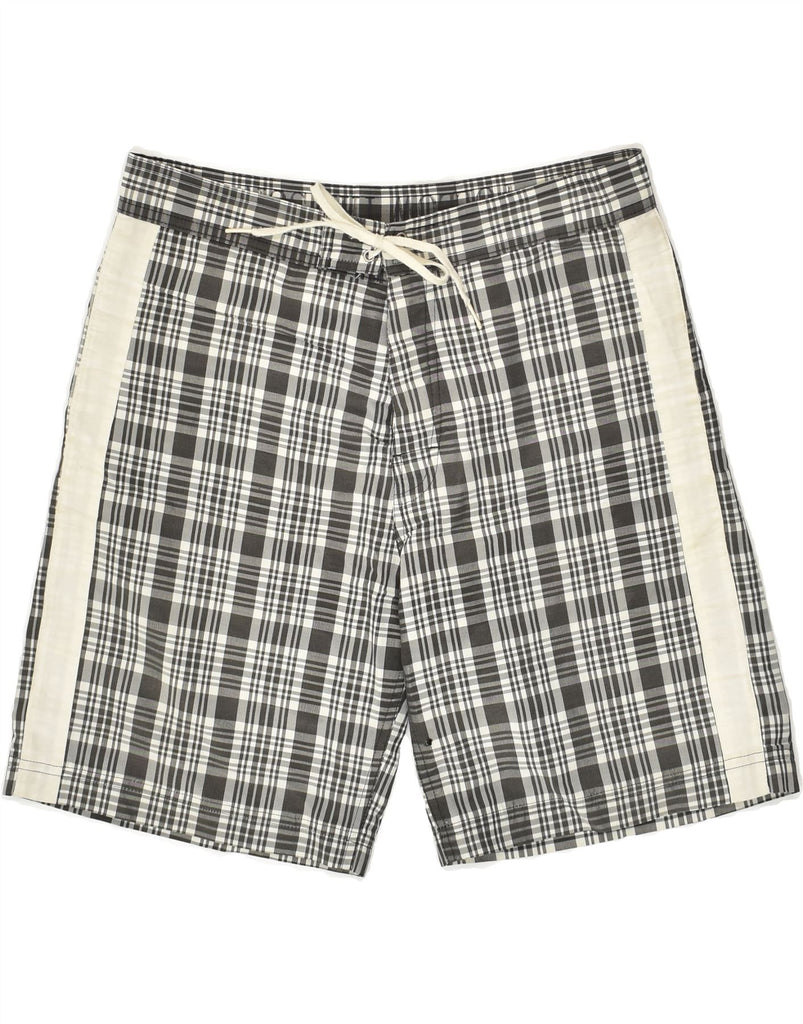 SUNDEK Mens Swimming Shorts Medium Grey Check Cotton | Vintage Sundek | Thrift | Second-Hand Sundek | Used Clothing | Messina Hembry 