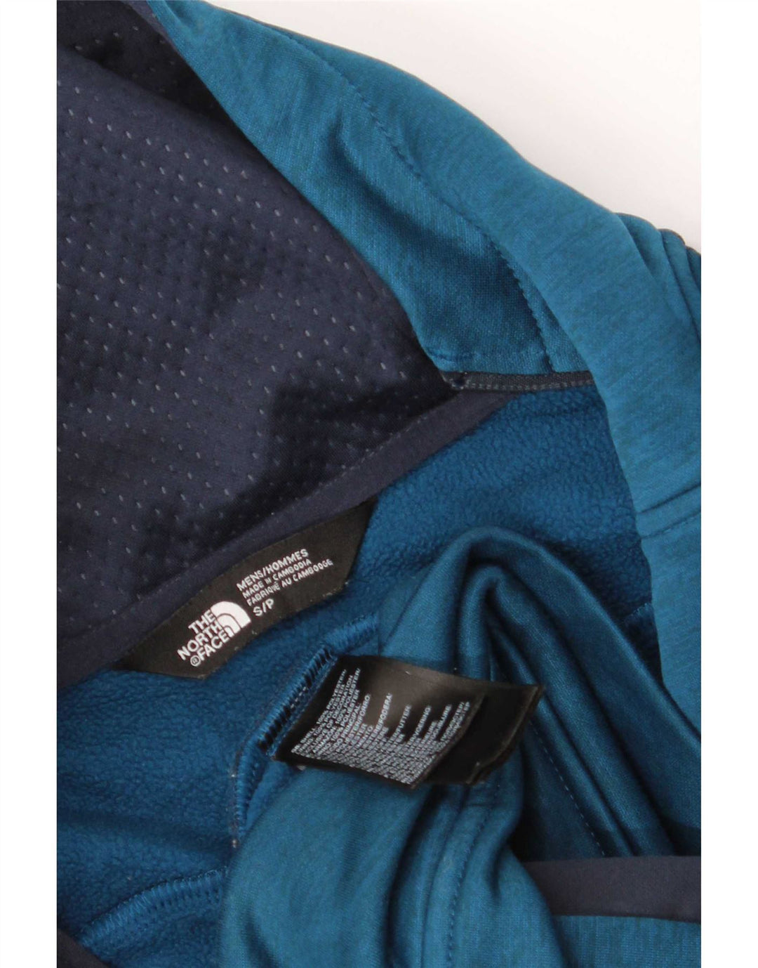 The North Face Mens Zip Hoodie Sweater Small Blue Colourblock Polyester