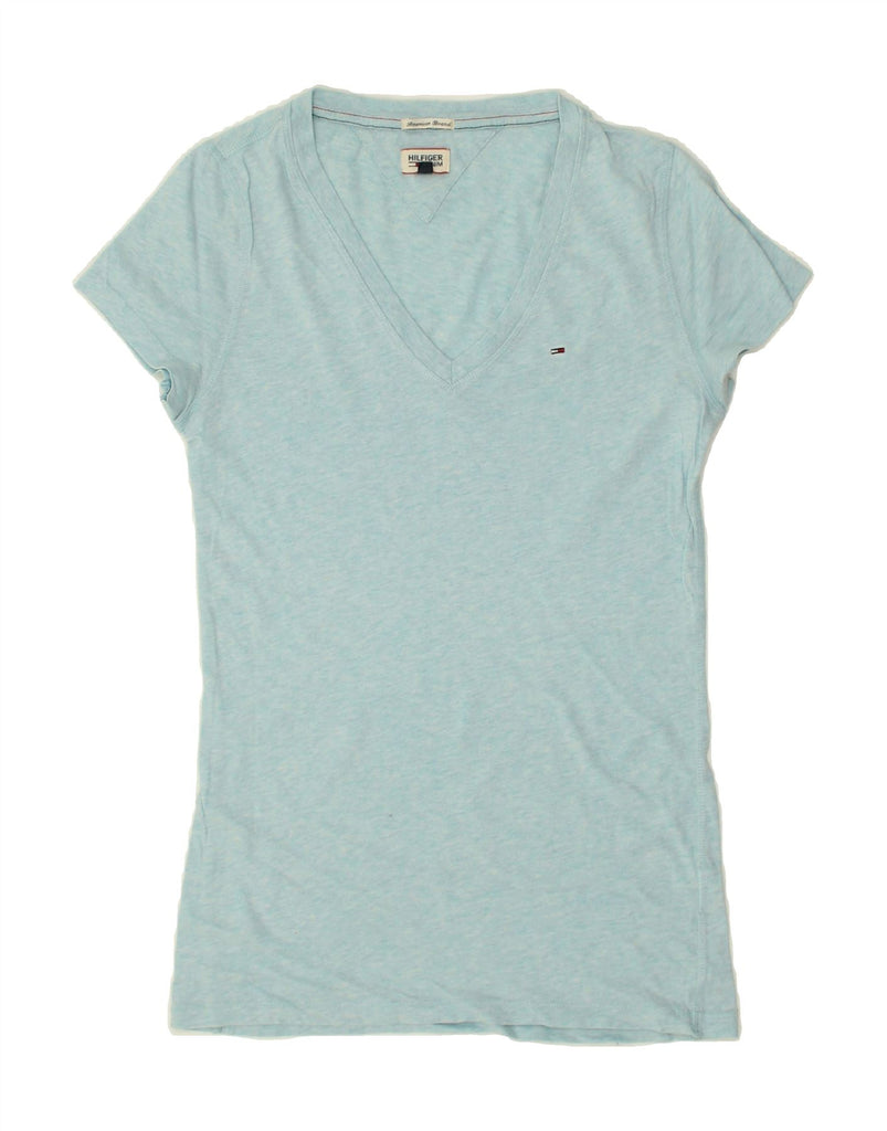 TOMMY HILFIGER Womens T-Shirt Top UK 10 Small Blue Vintage Tommy Hilfiger and Second-Hand Tommy Hilfiger from Messina Hembry 