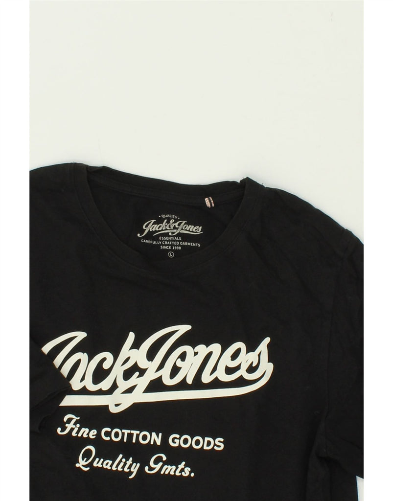 JACK & JONES Mens Graphic T-Shirt Top Large Black Cotton Vintage Jack & Jones and Second-Hand Jack & Jones from Messina Hembry 