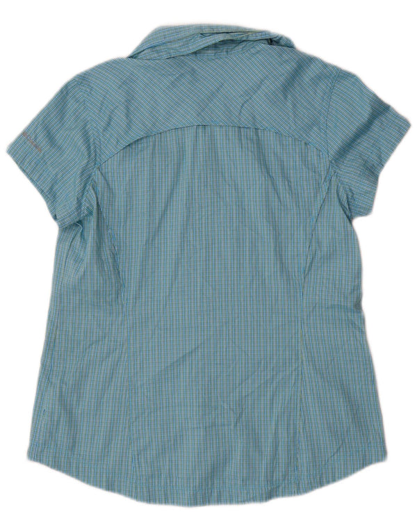 Columbia Womens Omni-Shade Short Sleeve Shirt UK 12 Medium Blue Check