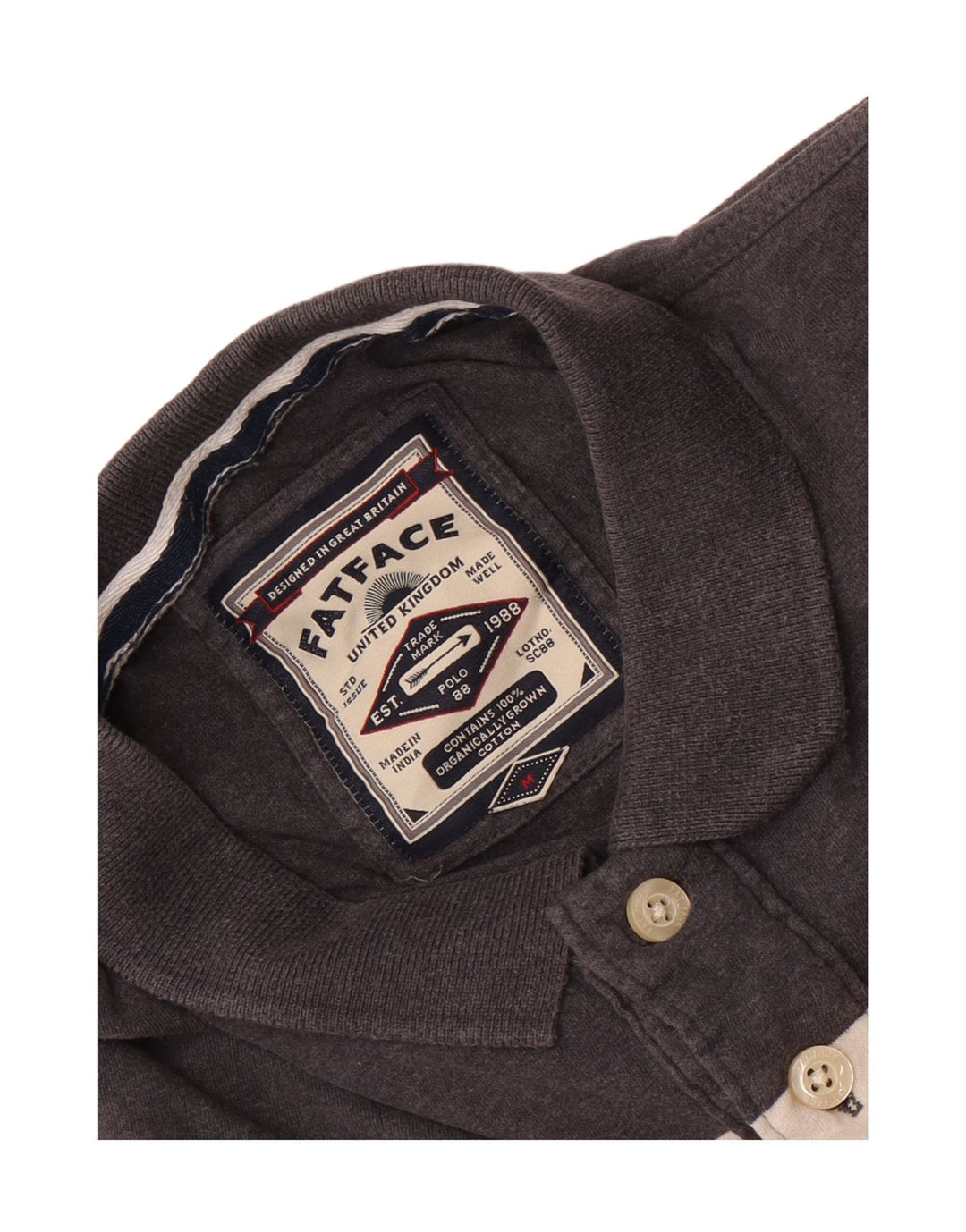 Fat Face Mens Polo Shirt Medium Grey Striped Cotton