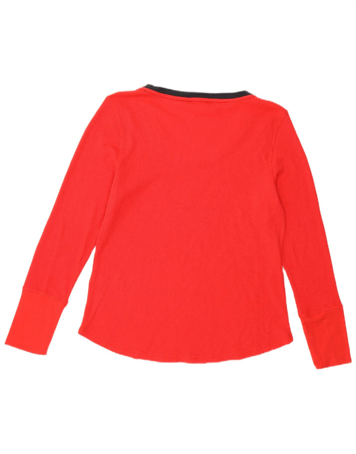 TOMMY HILFIGER Womens Top Long Sleeve UK 16 Large Red Cotton