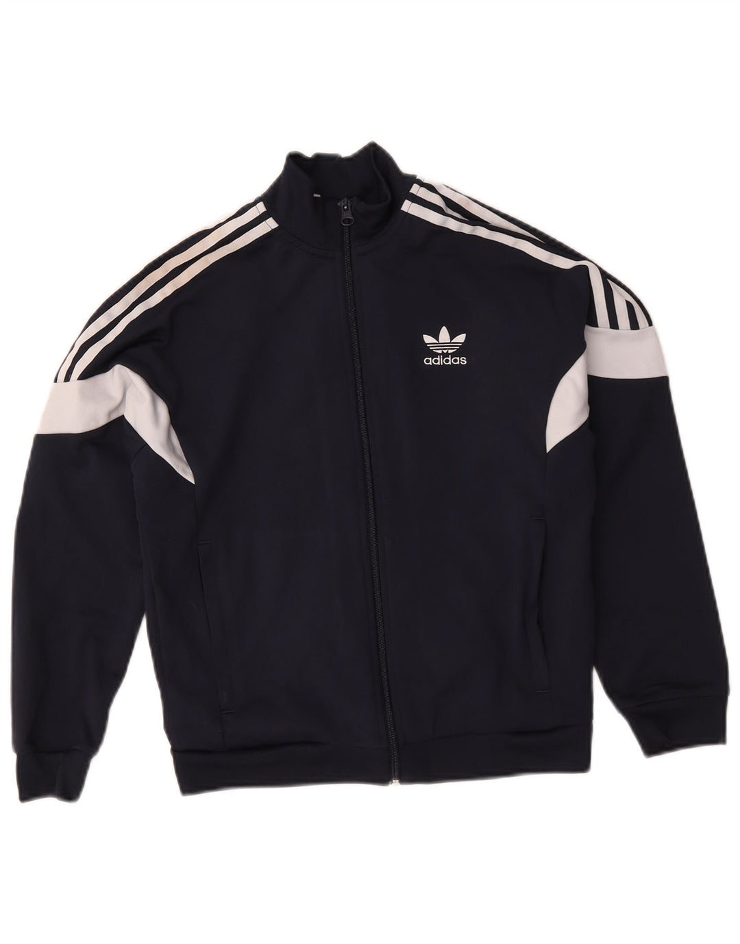 Adidas Boys Tracksuit Top Jacket 11-12 Years Navy Blue Colourblock