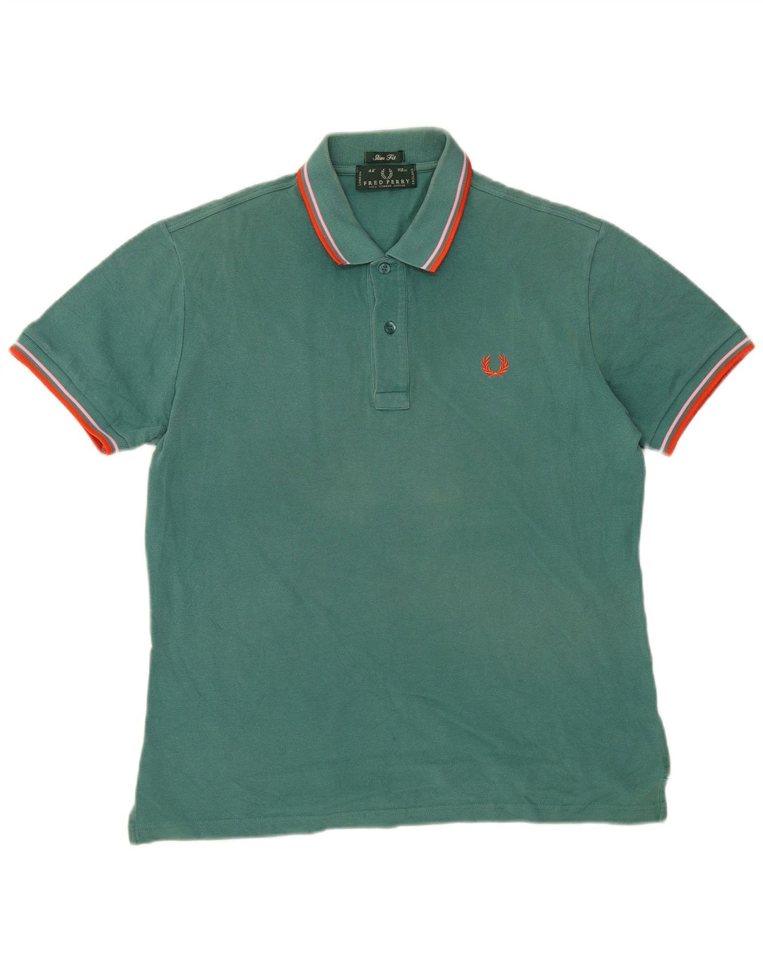 Fred Perry Mens Slim Fit Polo Shirt Medium Green Striped Cotton