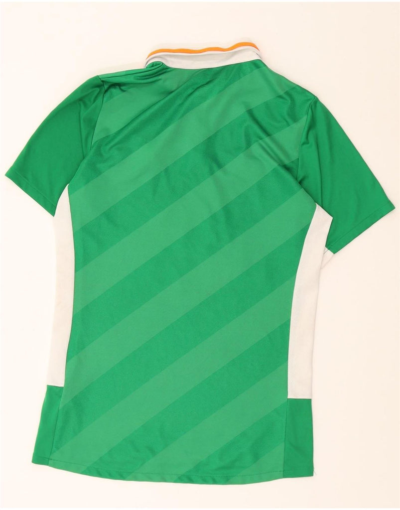 UMBRO Mens IRFU Graphic Polo Shirt Small Green Striped Polyester Vintage Umbro and Second-Hand Umbro from Messina Hembry 