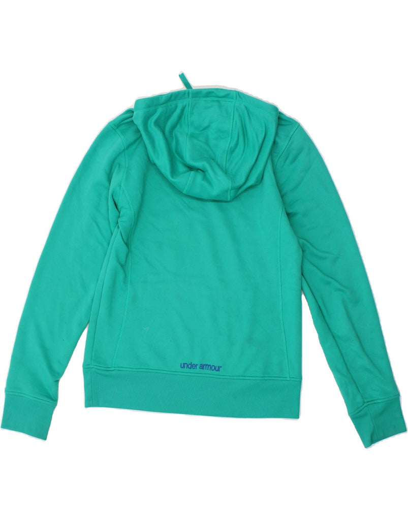 UNDER ARMOUR Womens Hoodie Jumper UK 12 Medium Turquoise Cotton | Vintage Under Armour | Thrift | Second-Hand Under Armour | Used Clothing | Messina Hembry 