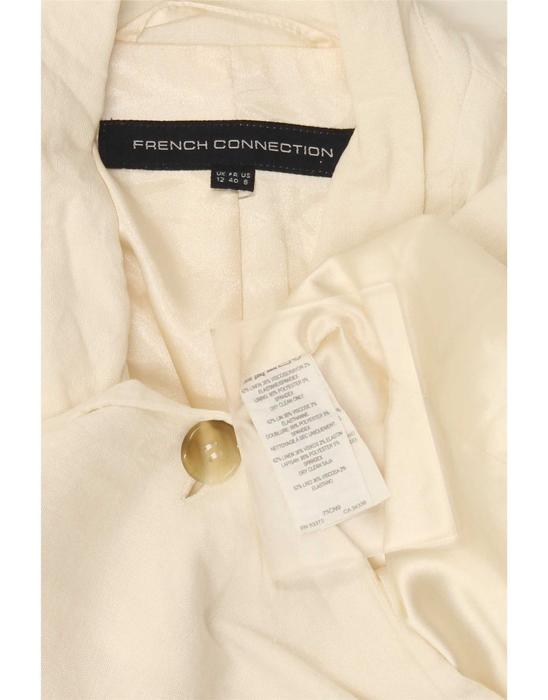 French Connection Womens 1 Button Blazer Jacket UK 12 Medium White Linen