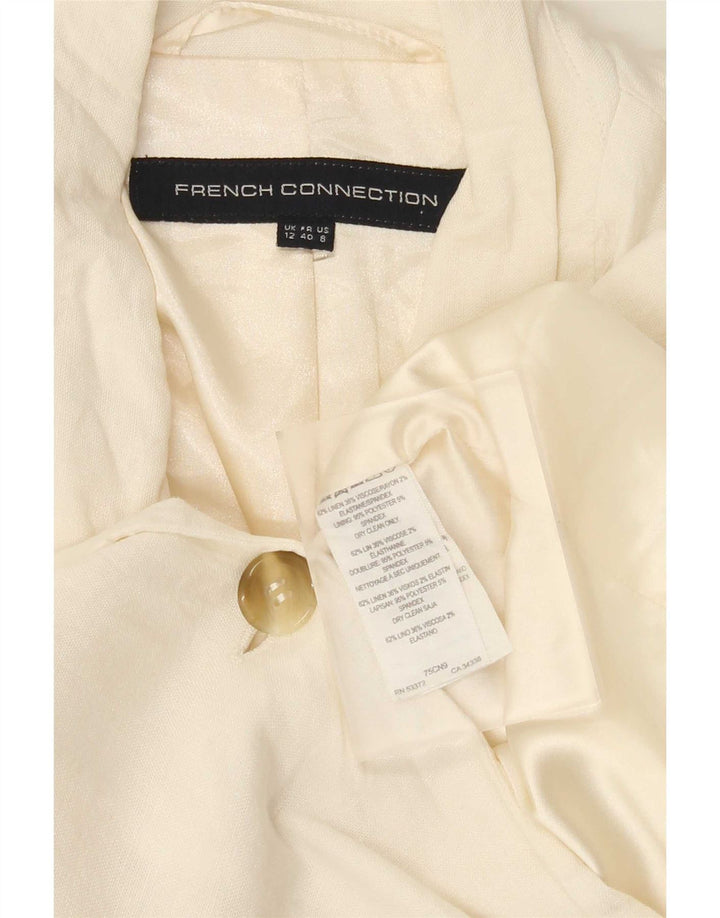 French Connection Womens 1 Button Blazer Jacket UK 12 Medium White Linen
