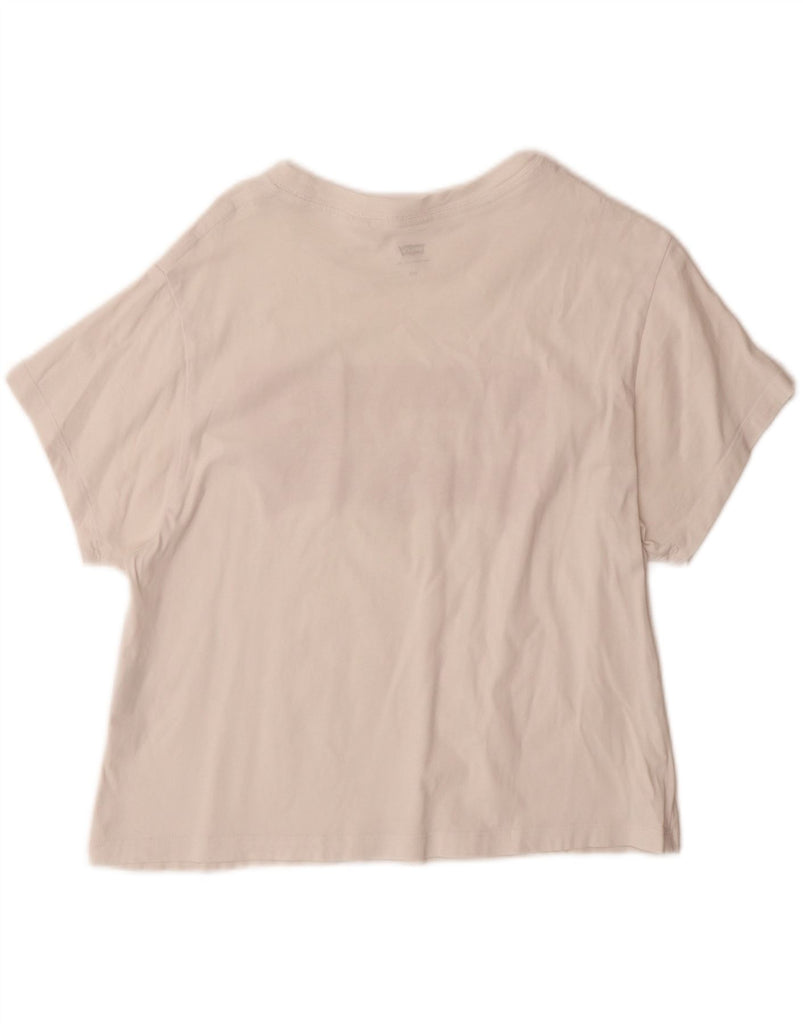 LEVI'S Womens Oversized Crop Graphic T-Shirt Top UK 2 2XS White Vintage Levi's and Second-Hand Levi's from Messina Hembry 