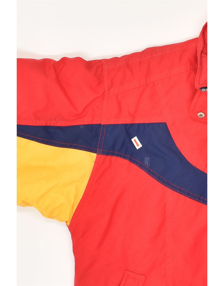 ASTROLABIO Womens Hooded Windbreaker Jacket EU 42 Large Red Colourblock | Vintage Astrolabio | Thrift | Second-Hand Astrolabio | Used Clothing | Messina Hembry 