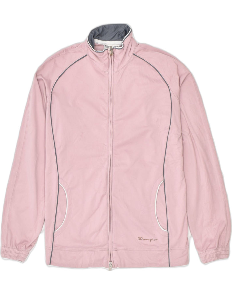 CHAMPION Womens Easy Fit Tracksuit Top Jacket UK 14 Medium Pink Polyester | Vintage | Thrift | Second-Hand | Used Clothing | Messina Hembry 