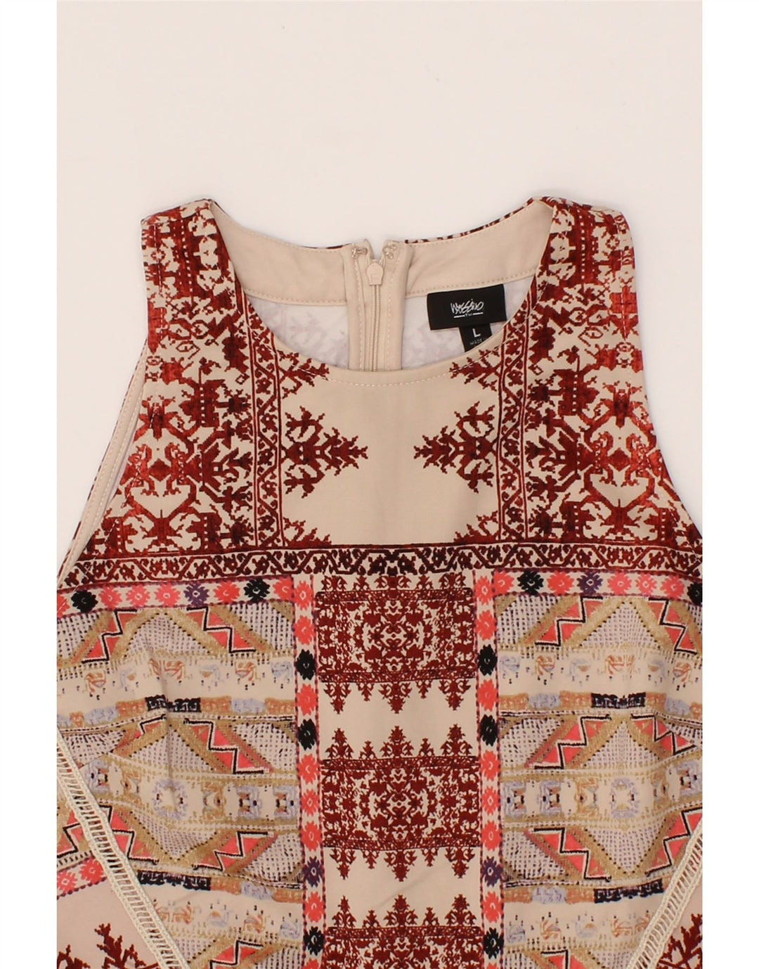 MOSSIMO Womens Sleeveless A-Line Dress UK 14 Large Multicoloured Fair Isle Vintage Mossimo and Second-Hand Mossimo from Messina Hembry 