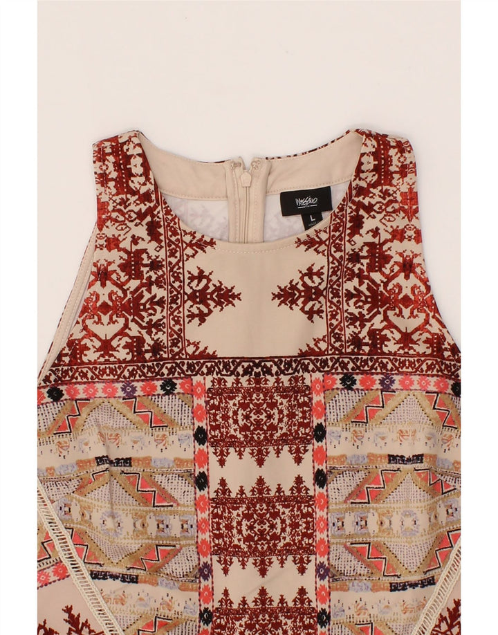 MOSSIMO Womens Sleeveless A-Line Dress UK 14 Large Multicoloured Fair Isle Vintage Mossimo and Second-Hand Mossimo from Messina Hembry 