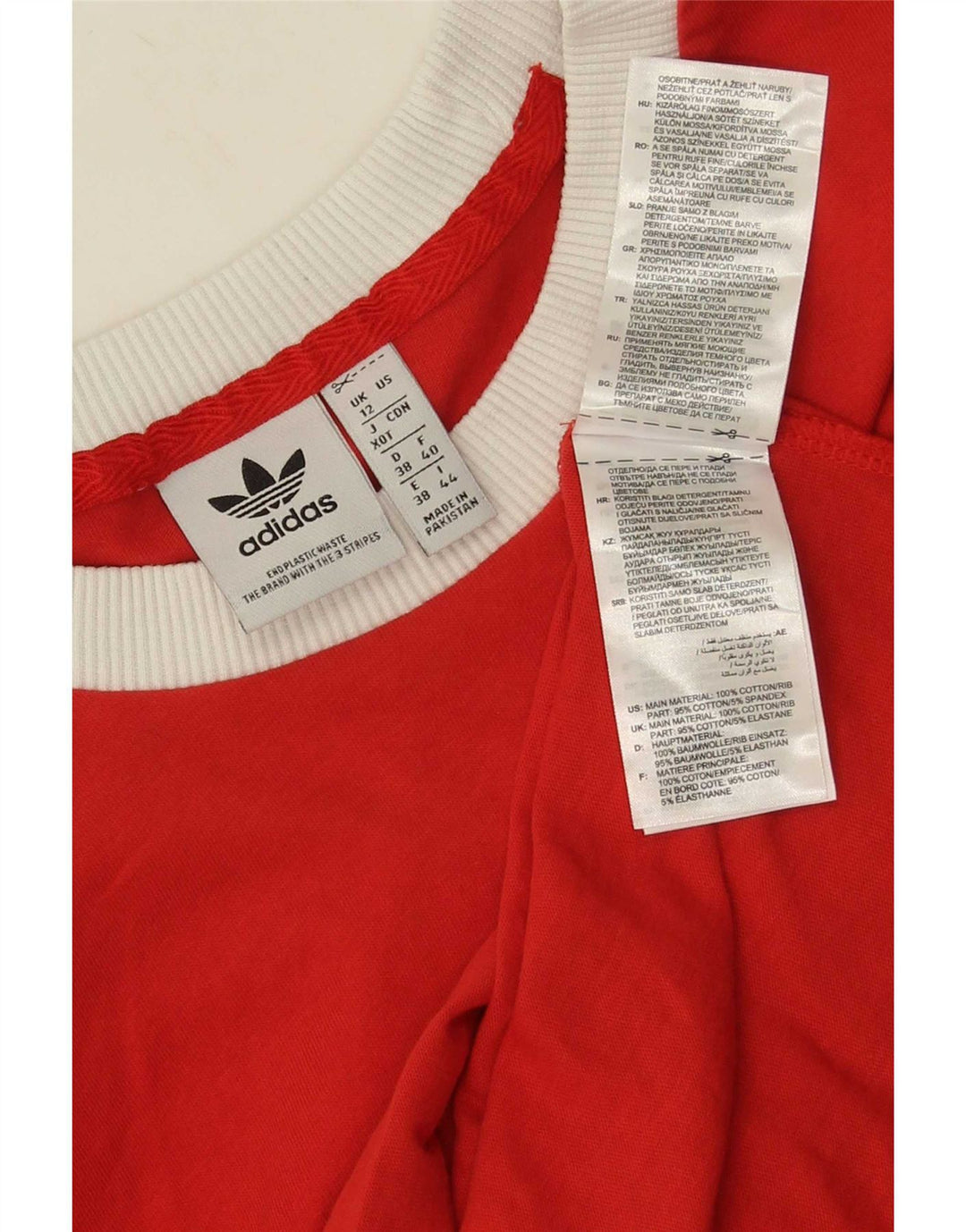 Adidas Womens T-Shirt Top UK 12 Medium Red Cotton