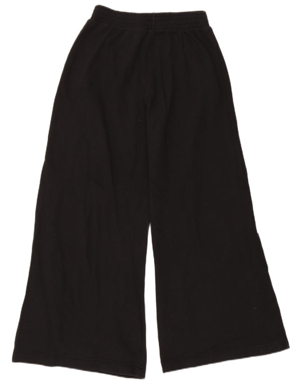Benetton Womens Graphic Wide Leg Tracksuit Trousers UK 8 Small Black Cotton