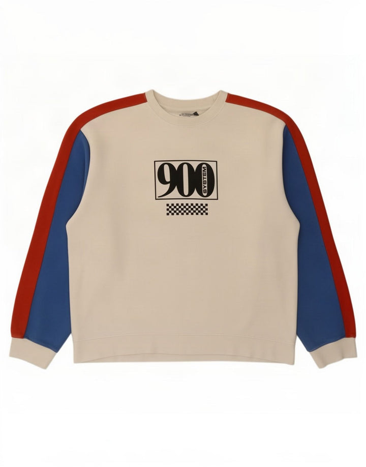 Topman Mens Graphic Sweatshirt Jumper Large White Colourblock