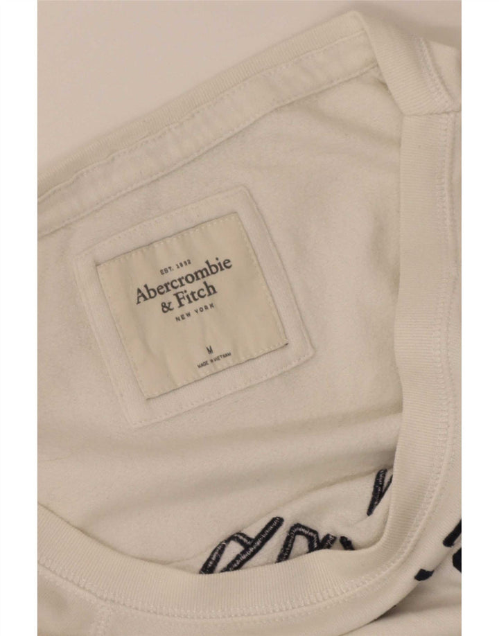 Abercrombie & Fitch Womens Graphic Sweatshirt Jumper UK 14 Medium White
