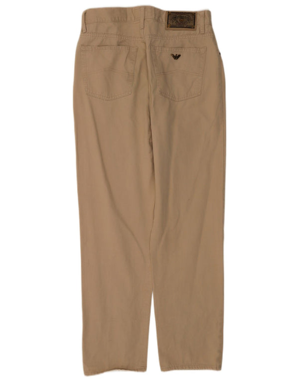 Armani Mens Straight Casual Trousers W34 L32 Beige Cotton