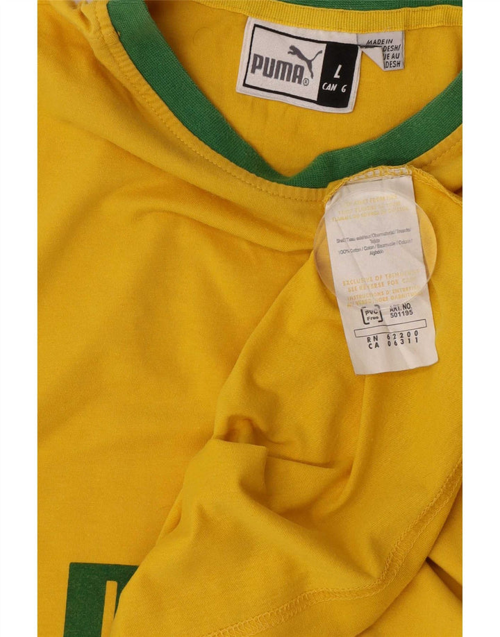 Puma Mens Graphic Vest Top Large Yellow Colourblock Cotton
